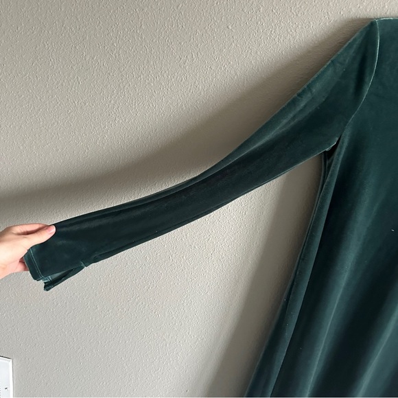 Gap Green Velvet Long Sleeve Shift Midi Dress Small Tall - Picture 5 of 11